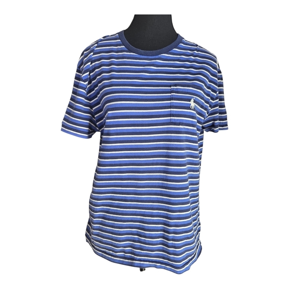 Ralph Lauren Navy and White Striped Tee Size Small